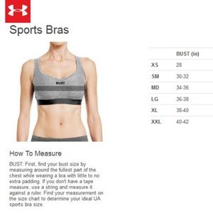 under armor sports bra size chart